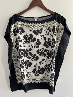 Damen Bluse, ärmellos, ''Alba Moda'', schwarz/weiß/grün, Gr. 44, *neu*
