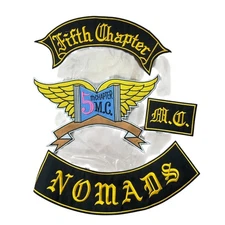 Fifth Chapter MC patches Nomads Biker Vest 35 cm Iron On Embroidered Patches