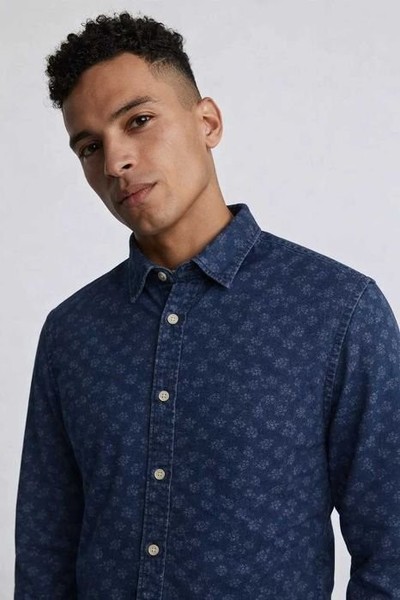 Men Selected Homme Shirt Navy Cotton 38