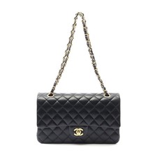 Chanel Lambskin Matelasse W Flap Shoulder Bag Women Black One Size 613541