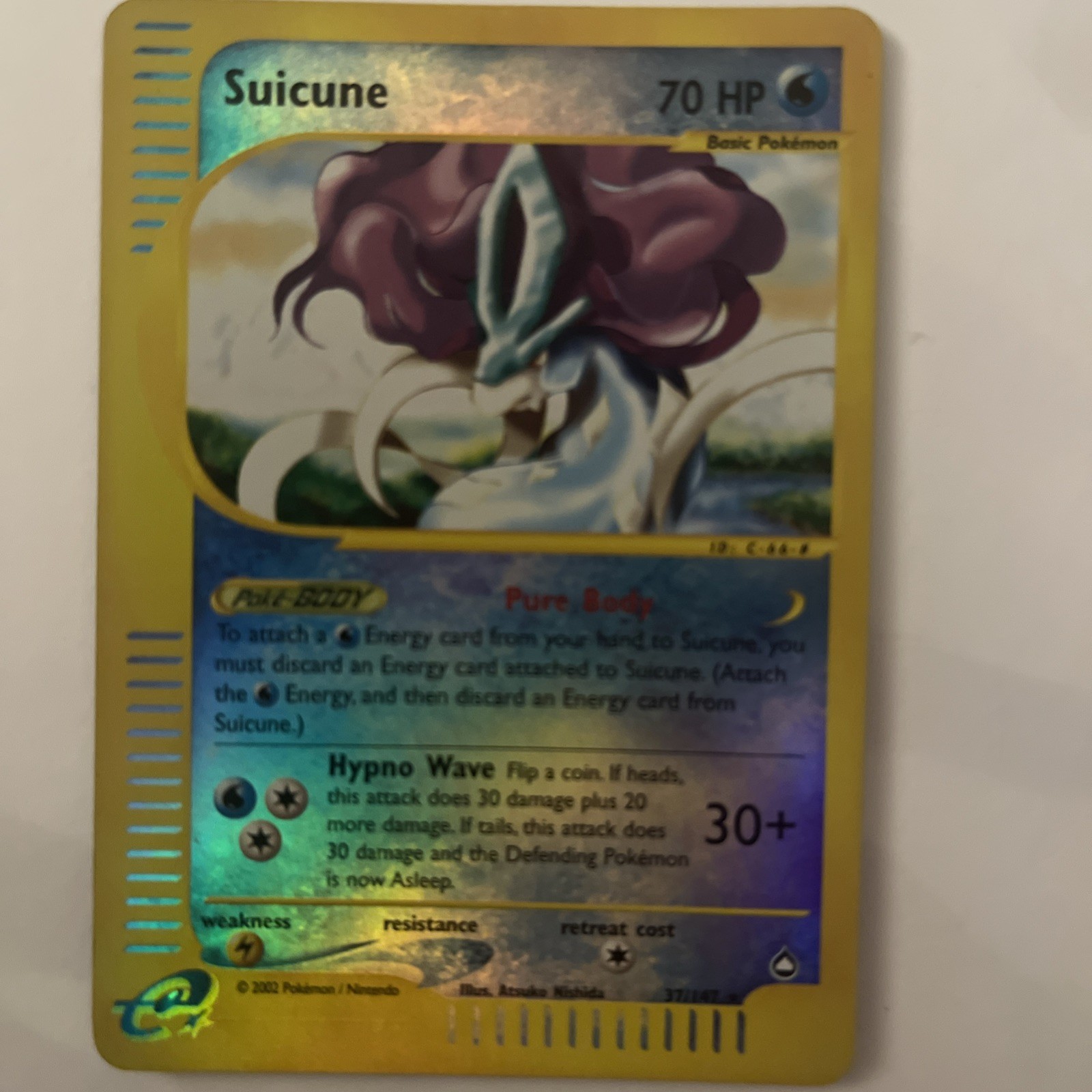 Pokemon Suicune 37/147 Aquapolis Reverse Holo LP Fast Free Ship