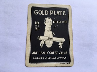 C1910 ERA GALLAGHER Ltd BELFAST ''GOLDPLATTE'' 10 FÜR 3d EINZELNE ADV SPIELKARTE