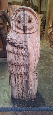 Kettensäge Schnitzerei Eule Holz Haus Garten Skulptur Deko tolles Weihnachtsgeschenk 