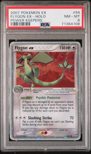 Pokemon Flygon ex PSA 8 EX Power Keepers Holo 94/108 2007 CENTER Swirl