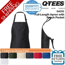 🔥 Q-tees Full-length Apron Cotton Blend With front pouch pocket Q4250