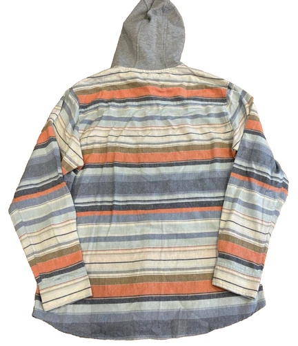 Valor Collective Flannel Shirt Men's Large Multicolor Striped Pockets Hooded New image 3