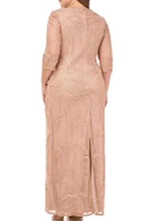 JS Collection Nude Beaded Embellished Sheer Illusion Gown 10 NWT Wedding Pearls - Image 2 of 4