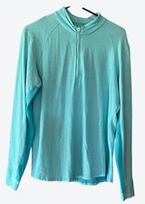 San Soleil Women's XL Long Sleeve 1/4 Zip UV 50 Vented Light Blue Geometric