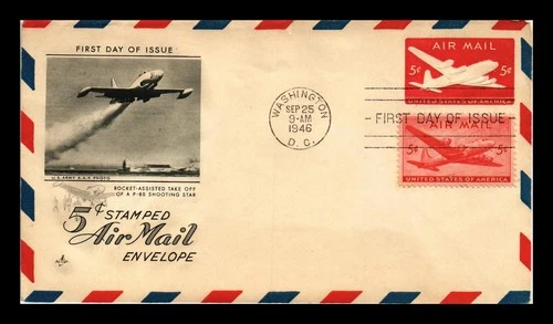 DR JIM STAMPS US COVER AIR MAIL 5C STAMPED ENVELOPE FDC COMBO ARTCRAFT