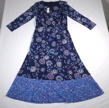 Talbots Size 4 New With Tags Midi Dress Paisley Floral Navy Stretch Knot Detail
