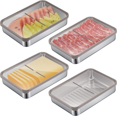 Set mit 4 Aufschnittbox Fresh, Edelstahl Lebensmittel Aufbewahrungsbox mit Si...