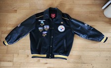 Steelers 4 time Super Bowl Letterman Leather / Wool Jacket Bomber Men XL