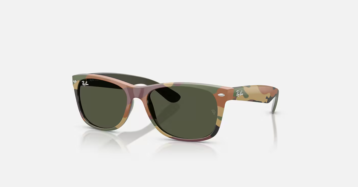 Ray-Ban New Wayfarer Green Camuflage/Green 55 mm Sunglasses RB2132