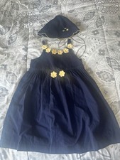 Vintage Y2K 2002 Gymboree Sporting Green Line Navy Dress With Hat Size XL 6