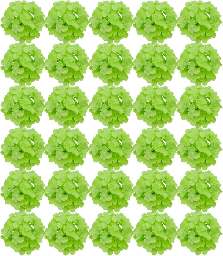 30 Silk Hydrangea Flower Heads Artificial Bouquet No Stems by FagusHome