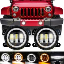 Pair 4 Inch Led Fog Lights Front Bumper Driving Lamps For Jeep Wrangler Jk Jl Jt