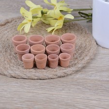 12Pcs Dollhouse 1:12 miniature flower pot handmade red clay pot garden homeN ZR
