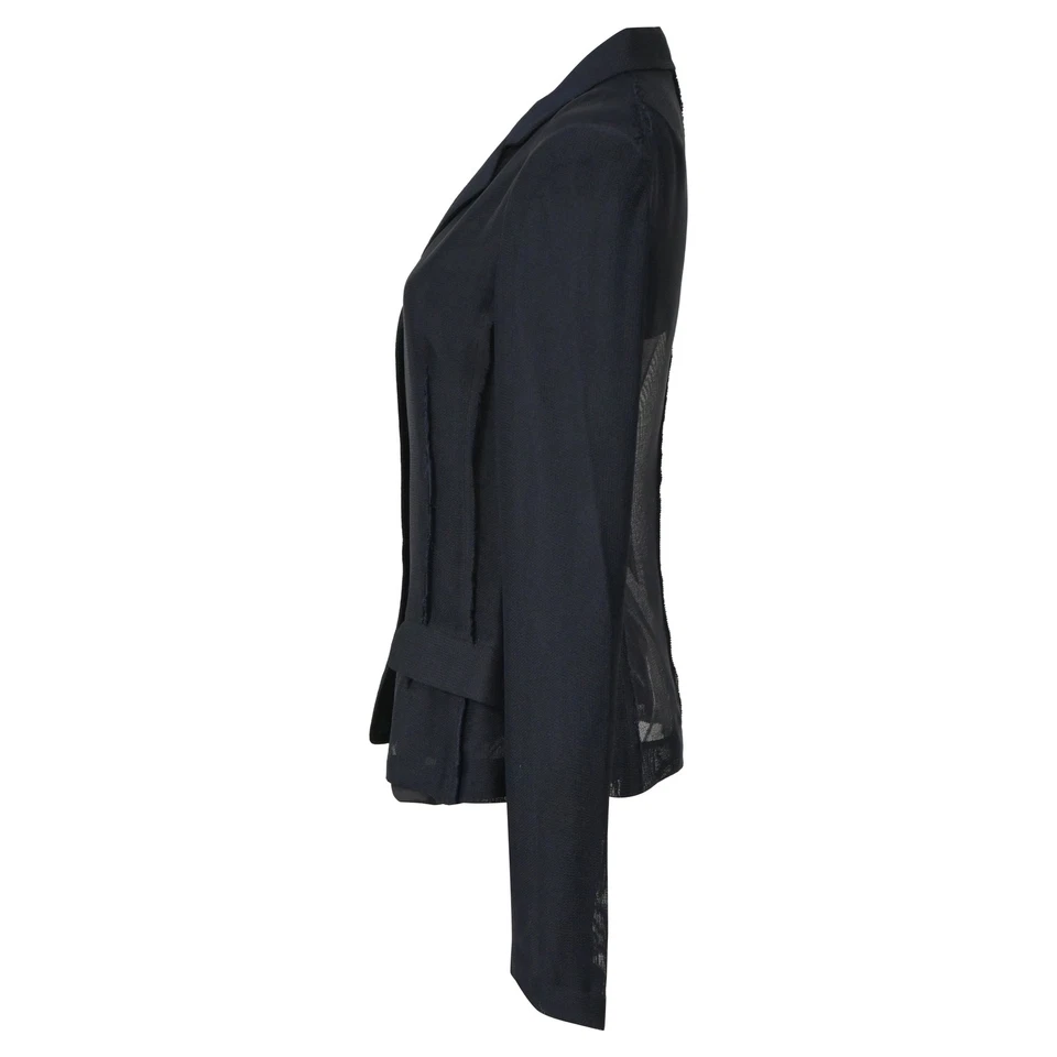 Blazer feminino Jil Sander borda crua peito único em viscose azul tamanho 36 - Imagem 2 de 4