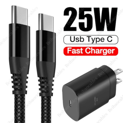 25W Type USB-C Super Fast Wall Charger 10FT Cable For Samsung S20 S21 iPhone 15