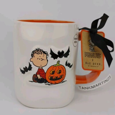 Rae Dunn Linus Welcome, Great Pumpkin  Halloween Coffee Mug Cup Charlie Brown 