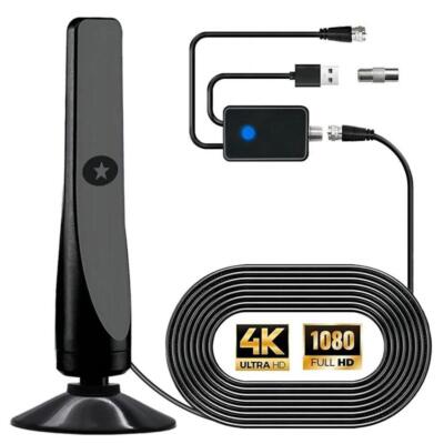 Long Range 50 Miles Indoor TV Antenna w/ Signal Booster for