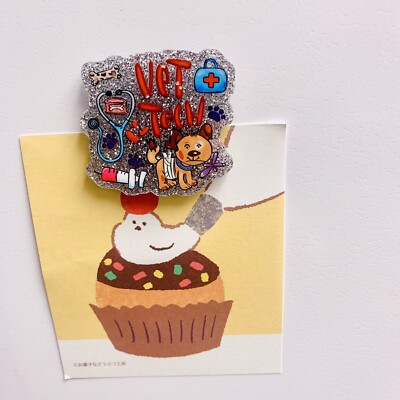 Magnet - Vet Tech For Fridge, Silver Glitter Veterinary Technician Gift Deco