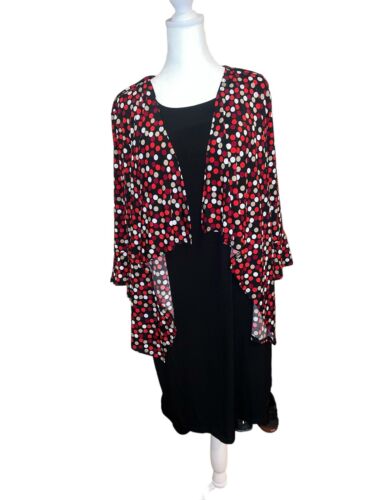 NWT R&K Black And Red Polka Dot Dress Sz 18. - Picture 1 of 7