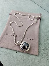 AUTHENTIC David Yurman STERLING SILVER 20mm Albion Onyx PENDANT WITH 16" CHAIN