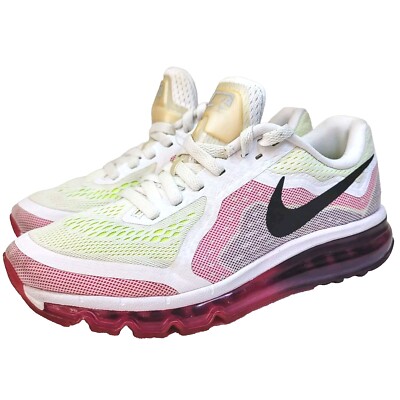 Nike Air Max 2014 Running Shoes (621078-105) Womens White Pink Neon  Green