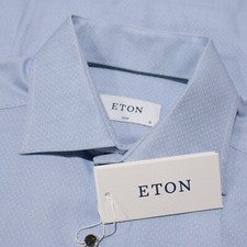 Eton NWT Dress Shirt Size 38 15 Slim Fit in Blue w/ White 100 Cotton