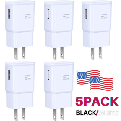 5 Pack Adaptive Fast Rapid Charging Adapter Wall Charger Plug For Samsung S10 S9