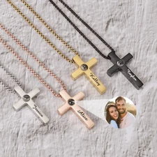 Cross Necklace For Men And Women Photo Projection Necklace Engraved Necklace