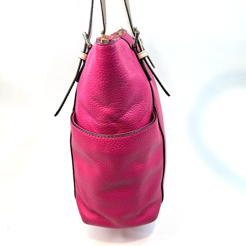 :MICHAEL KORS Jet Set Barbie Doll Pink Pebble Leather Shoulder Bag Tote Purse - Image 3 of 4