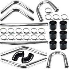 Universal Aluminum 2 Black Turbo Intercooler Elbow Pipe Kitsilicone Hoseclamp