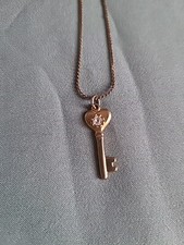 Gold Color Heart Key Necklace
