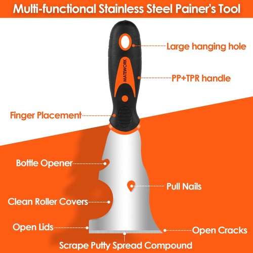 Putty Knife10 Piece Stainless Steel Paint Scraper Tool Set14" Mud Pan For Repair - Picture 5 of 6