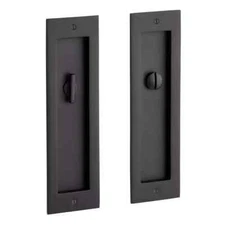 Signature Hardware Elongated Pop-Out Brass Pocket Door Pull Privacy Matte Black