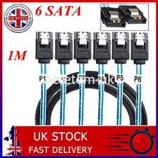 Image of 6 SATA to 6 SATA III SAS Data Cable for Server SATA 7 Pin to SATA 7 Pin (1m) UK