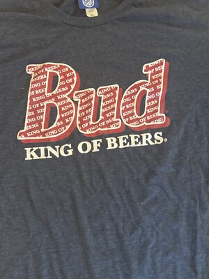 Bud King Of Beers Blue T Shirt by Brew Cindy Brand Men s SZ XL