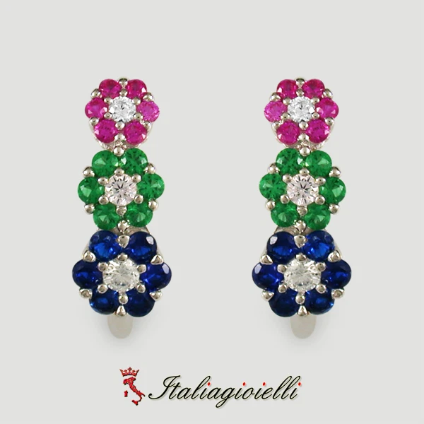 Floreali Orecchini Trilogy in Argento 925 Rodiato Oro Bianco - Immagine 3 di 4