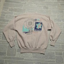 VINTAGE Paris Sports Club Sweatshirt Womens XL Light Pink Puff Print Graphic