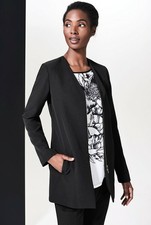 Long Sally Longline Zip Through Jacket Black Size Uk 14 Rrp £65 Nh190 Hh 08