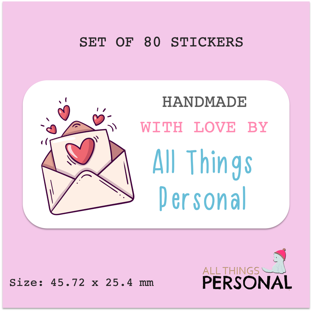 Personalised Handmade With Love Stickers Gift Packaging Labels Home Craft x80