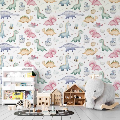 3D Dinosaur Egg Cartoon Pattern Self-adhesive Removable Wallpaper Murals
