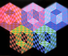 Victor Vasarely       "Hexa 5"    1988     Serigraph