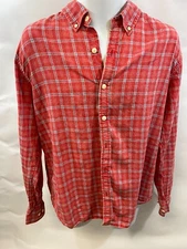 The Normal Brand Mens Long Sleeve Red Plaid 100% Cotton Shirt Large