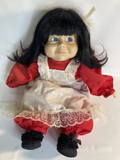 Baby Doll Vintage Girl Red Dress Brown Hair Blue Eyes 17 Doll