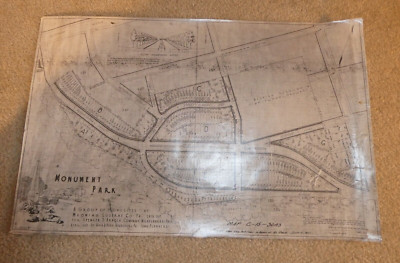 Vintage 1951 Blueprint Monument Park Home Sites Luzerne Co Pennsylvania