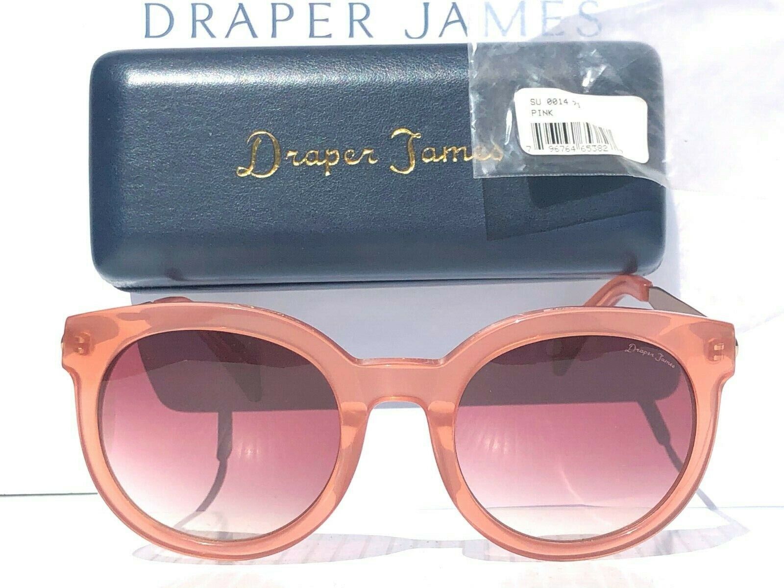 NEW Draper James HARPER Peach Round Designer w Pink Lens Womens Sunglass SU  0014
