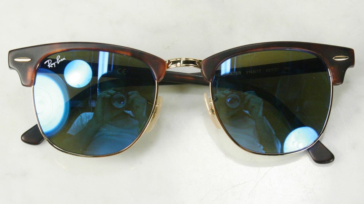 RAY BAN Havana Blue Flash Mirror Clubmaster Tortoise  display picture 1
